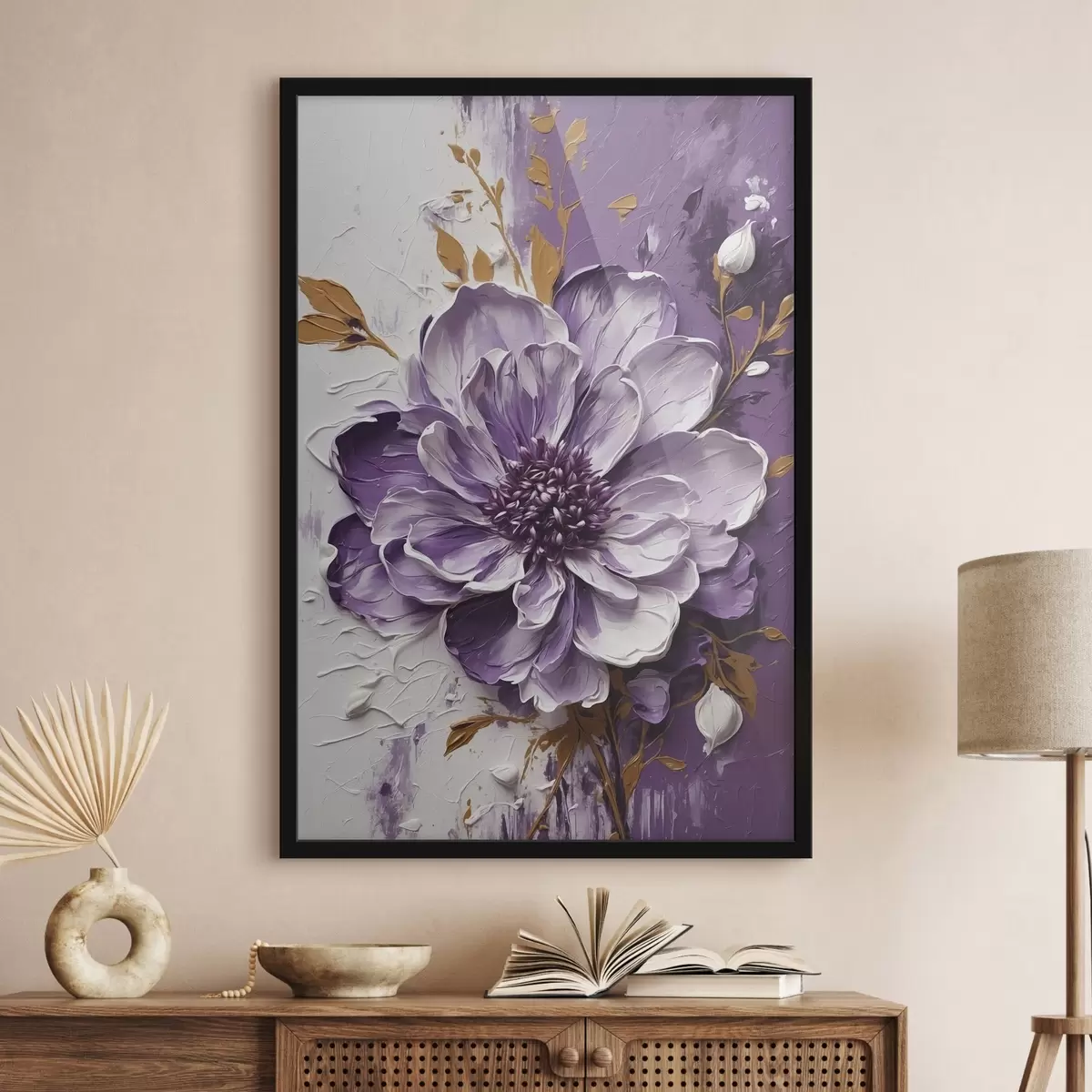 Poster Retrato femenino con trazos de pintura naranja f45492