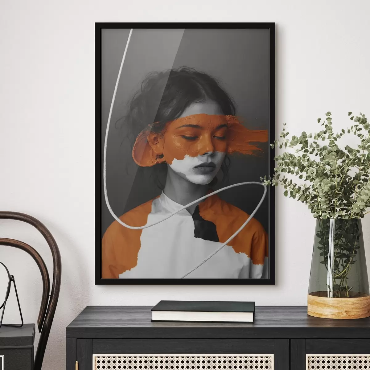 Poster Flor morada en estilo de pintura volumétrica f45495