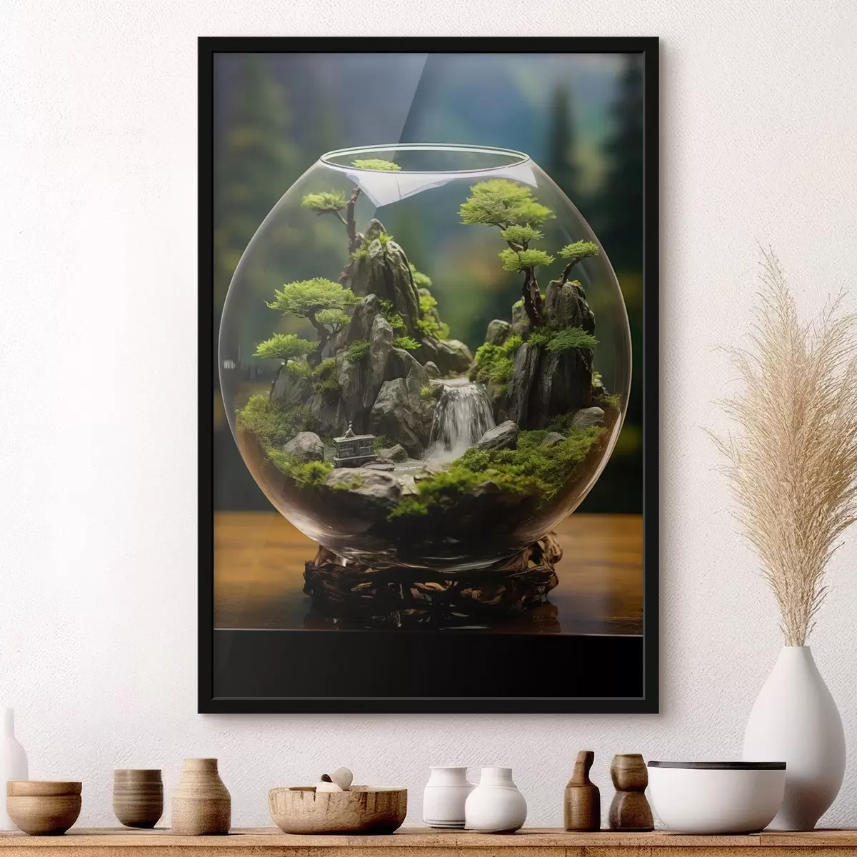 Poster Flor azul con gotas de agua en los pétalos f45502