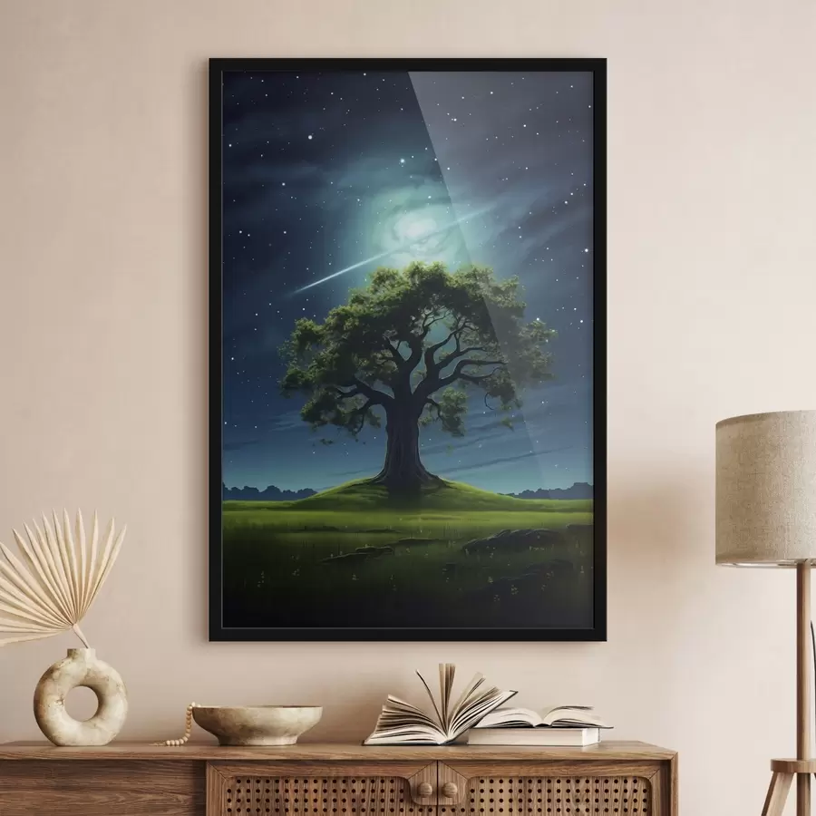 murales de pared Gotas de lluvia sobre cristal con luces nocturnas f45503