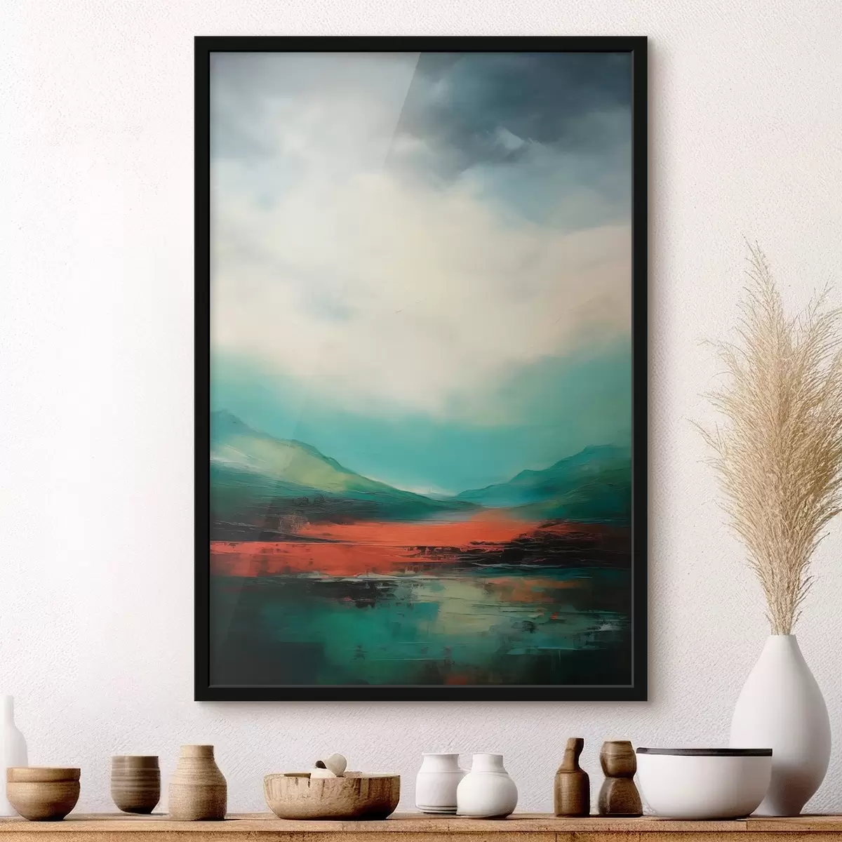 Poster Paisaje luminoso con nubes y montañas f45626