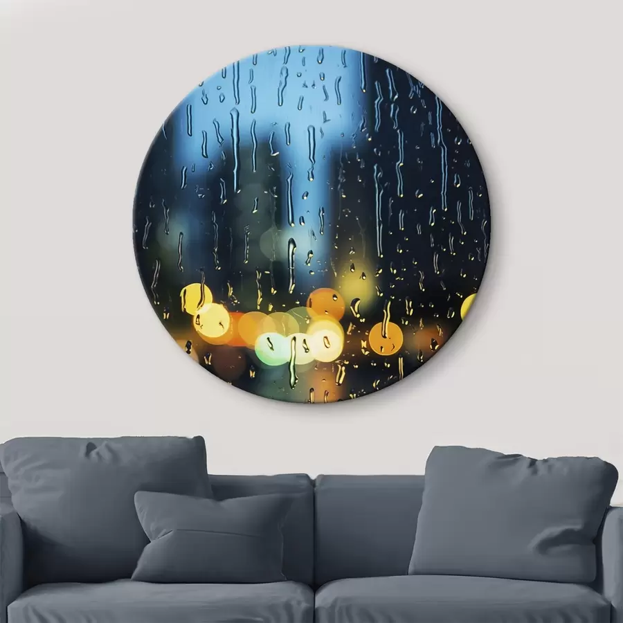 murales de pared Taza de café sobre una mesa bajo la lluvia r45500