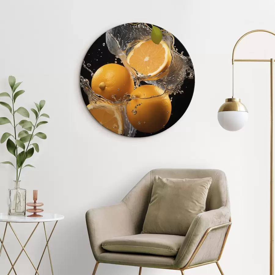 murales de pared Naranjas jugosas en salpicaduras de agua r45526