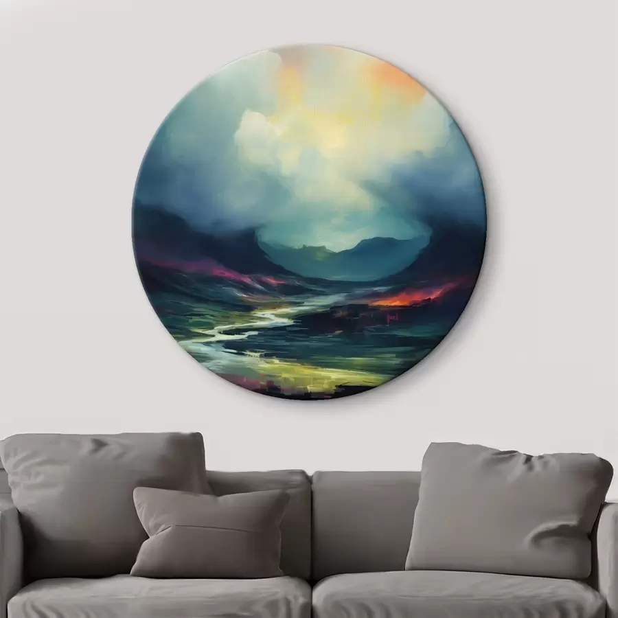 murales de pared Paisaje abstracto con un río y montañas r45627