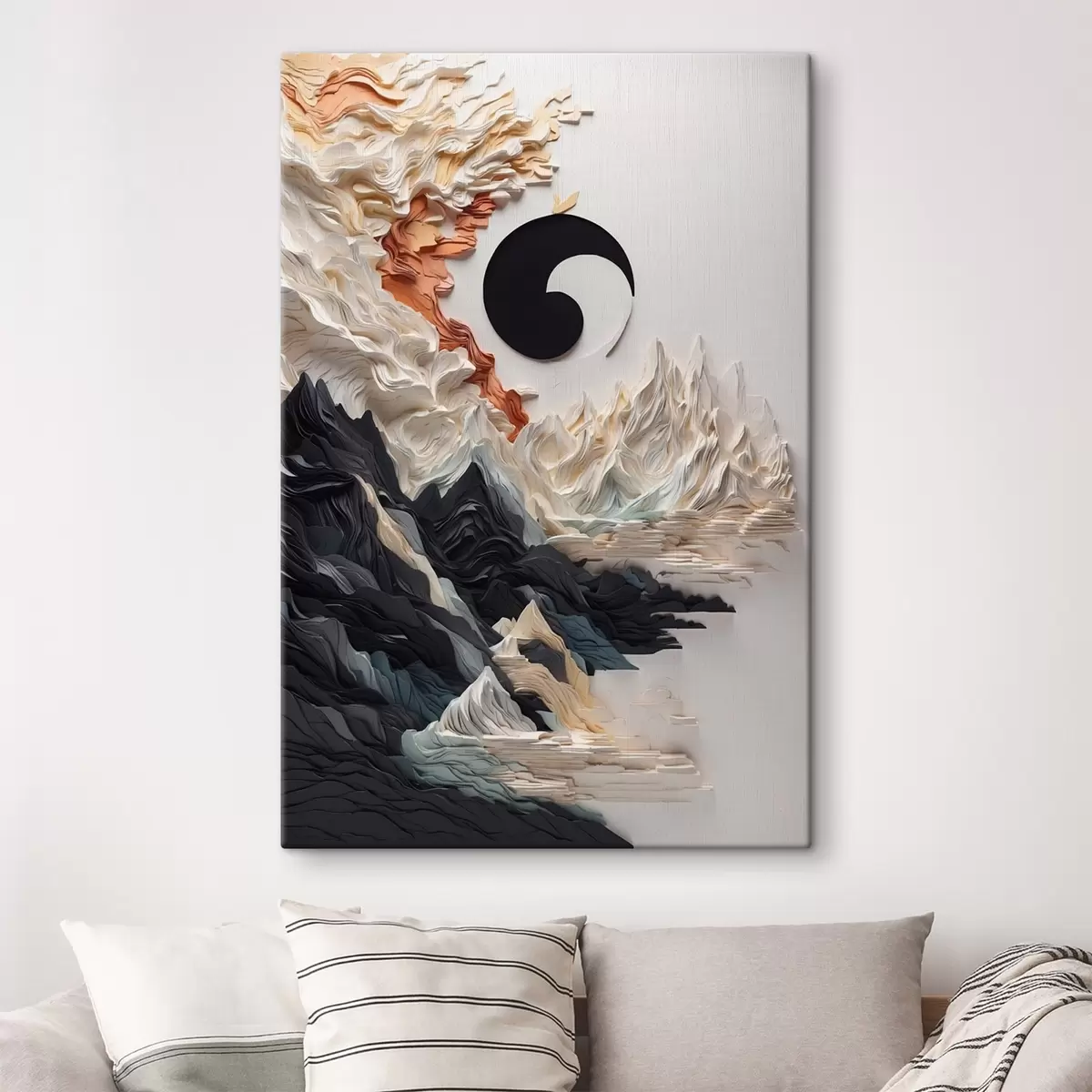 murales de pared Paisaje abstracto con montañas en estilo papel s45482