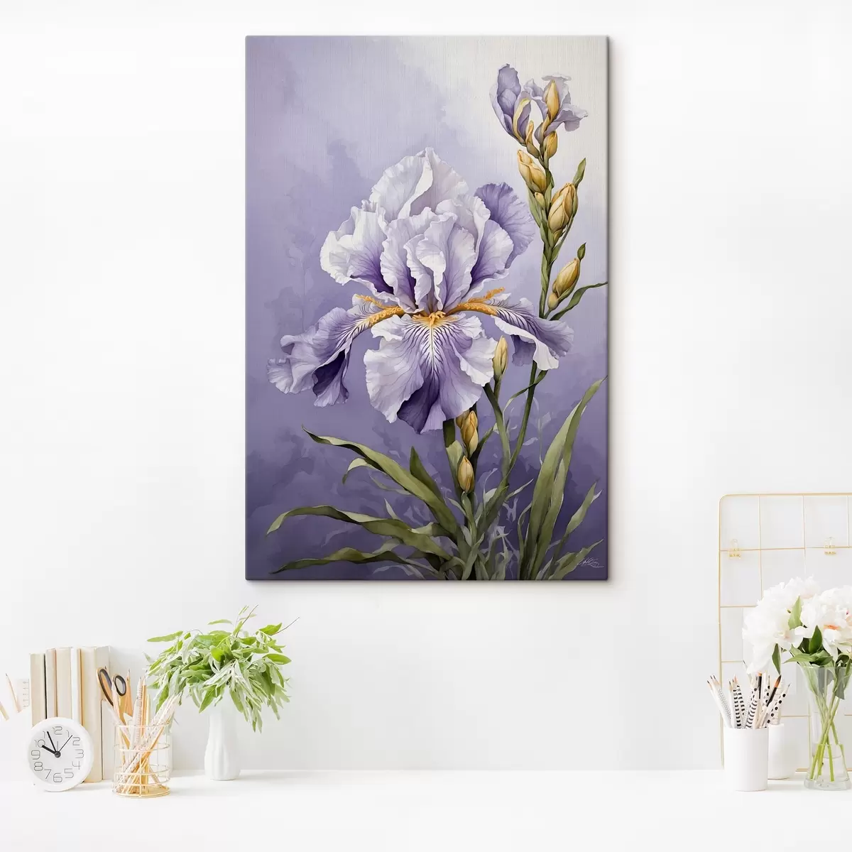 murales de pared Pájaro azul en una rama con hojas estilo acuarela s45486