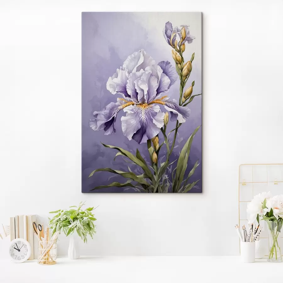 murales de pared Pájaro azul en una rama con hojas estilo acuarela s45486