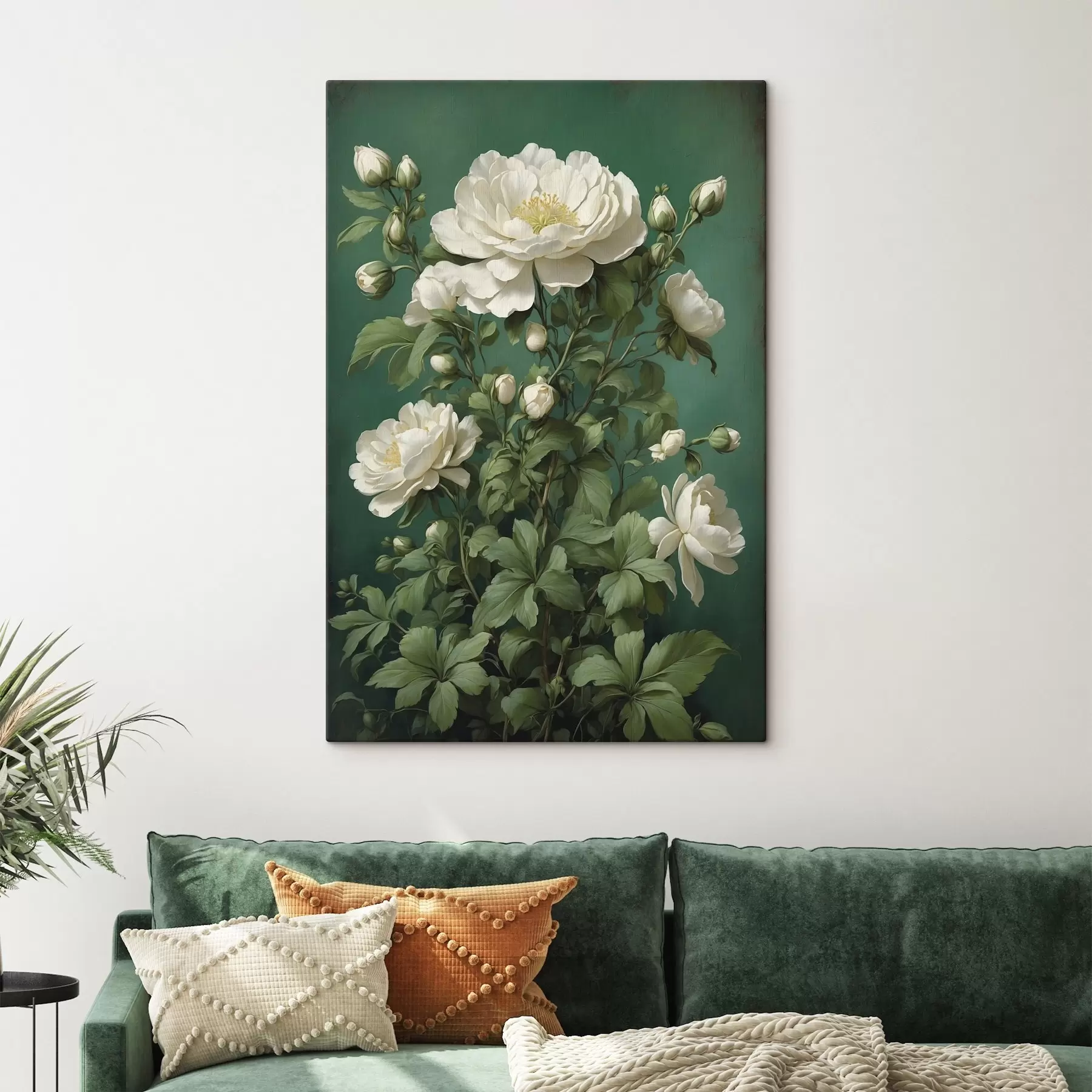 murales de pared Grandes amapolas azules con capullos sobre fondo claro s45491