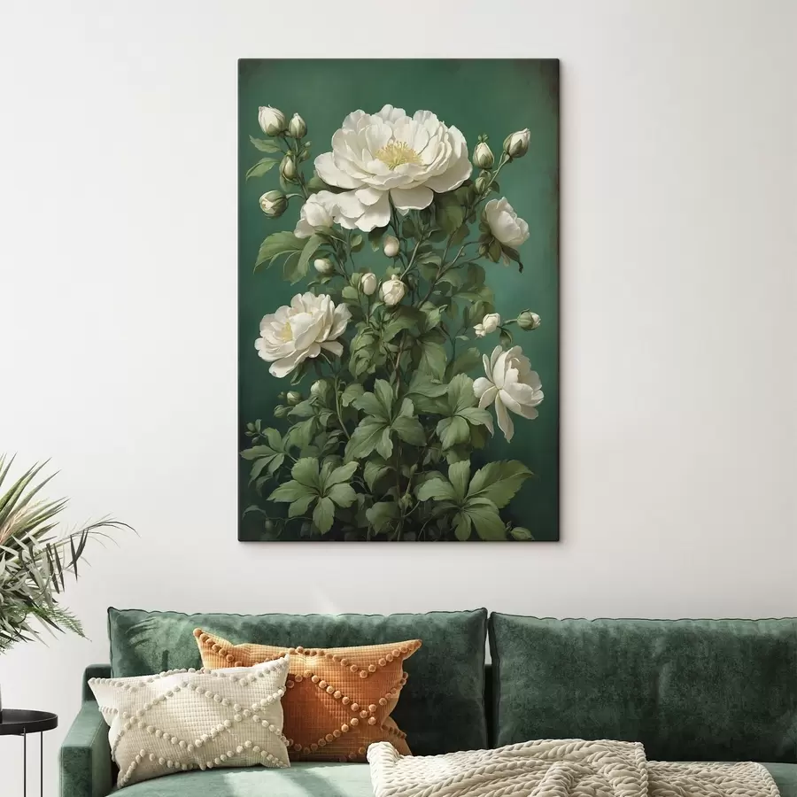 murales de pared Grandes amapolas azules con capullos sobre fondo claro s45491