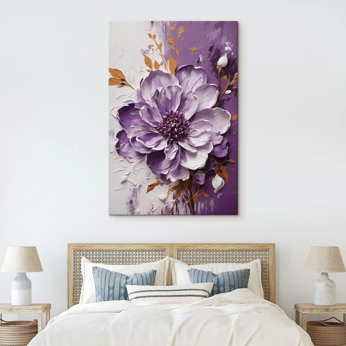 murales de pared Retrato femenino con trazos de pintura naranja s45492