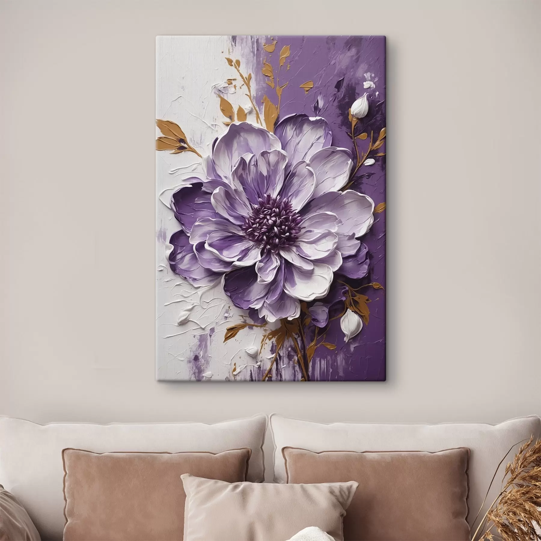 murales de pared Retrato femenino con trazos de pintura naranja s45492