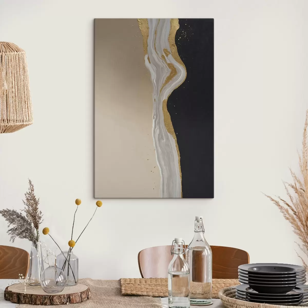 murales de pared Flores de peonía color crema sobre fondo verde s45494