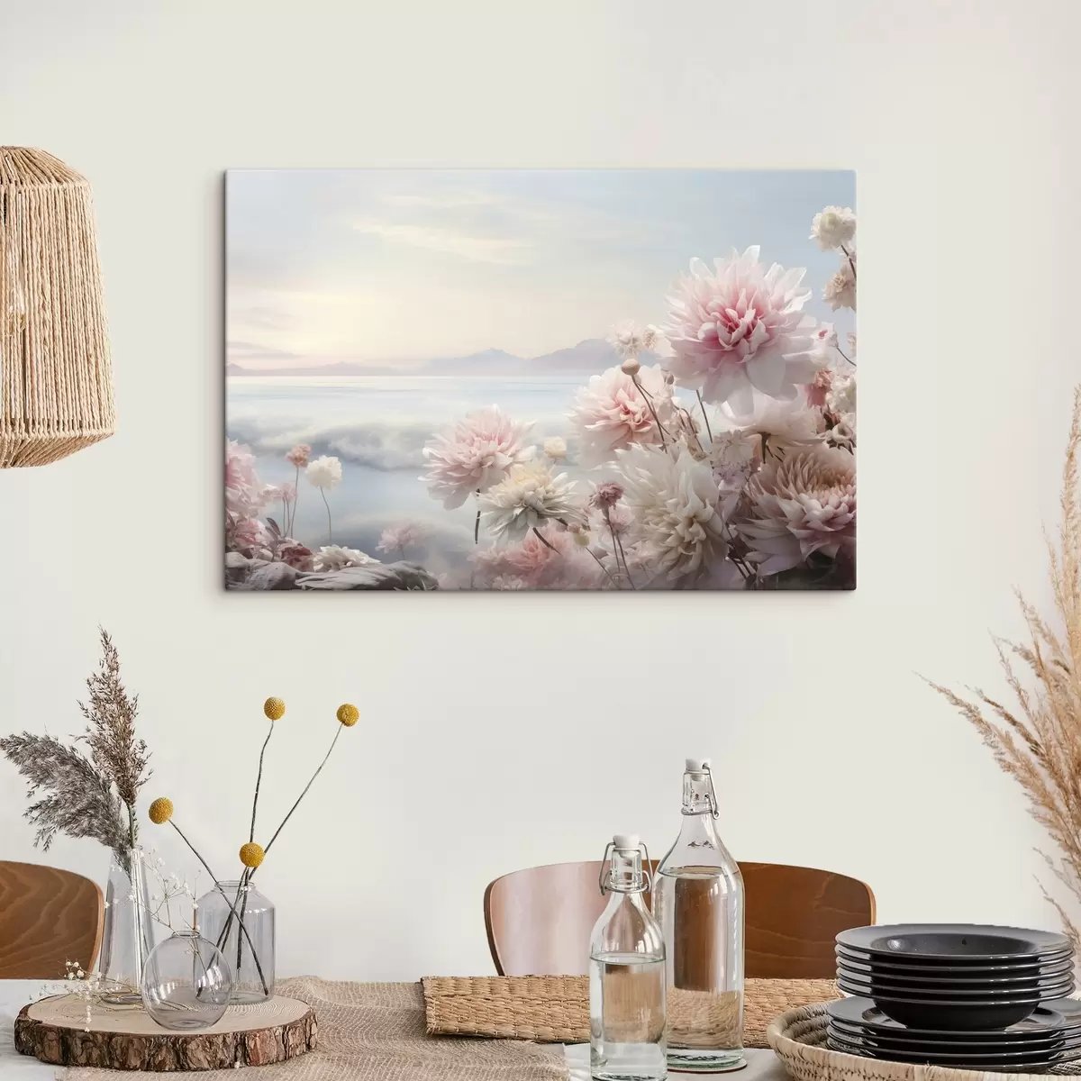 murales de pared Pintura abstracta en tonos blanco, azul y azul oscuro s45496