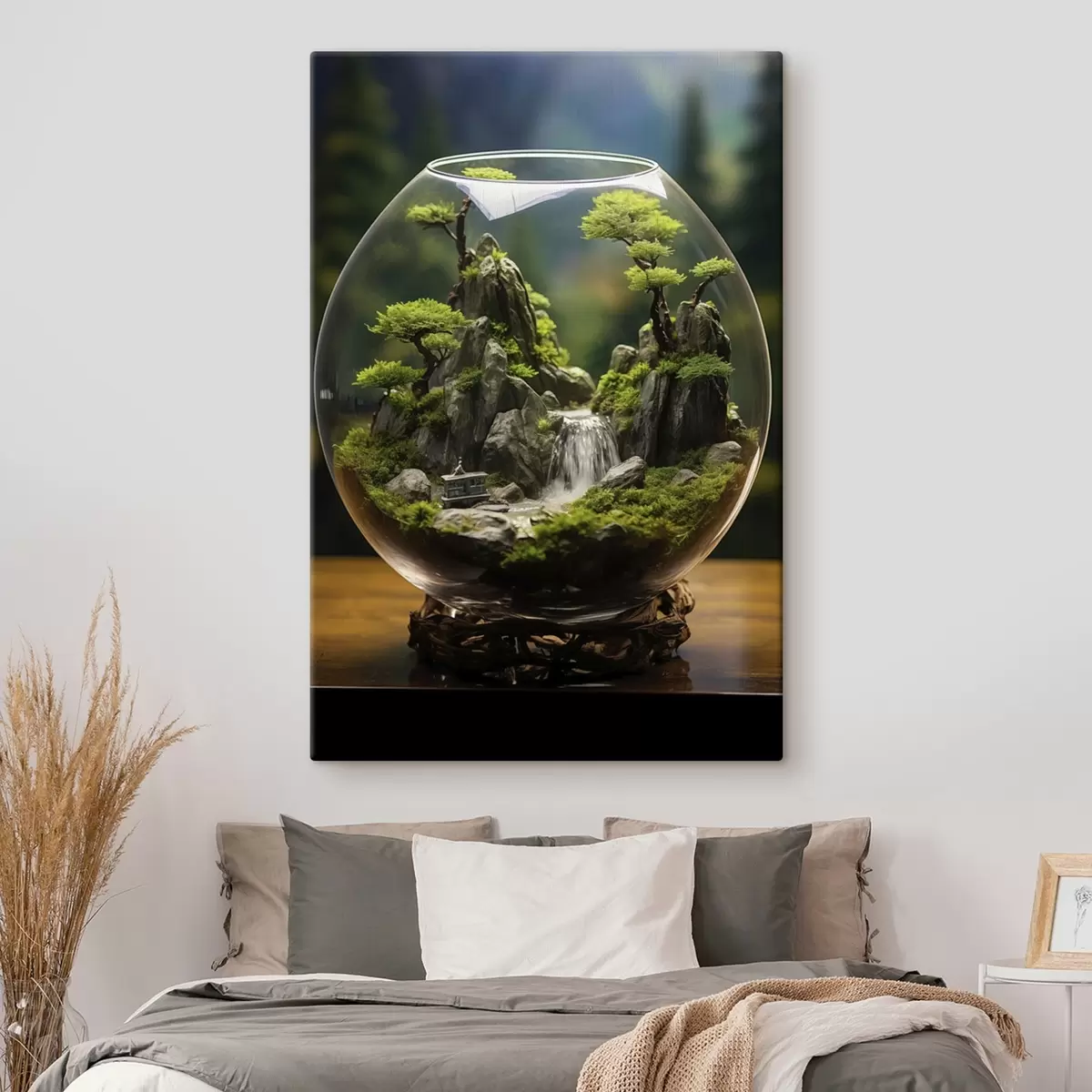 murales de pared Flor azul con gotas de agua en los pétalos s45502