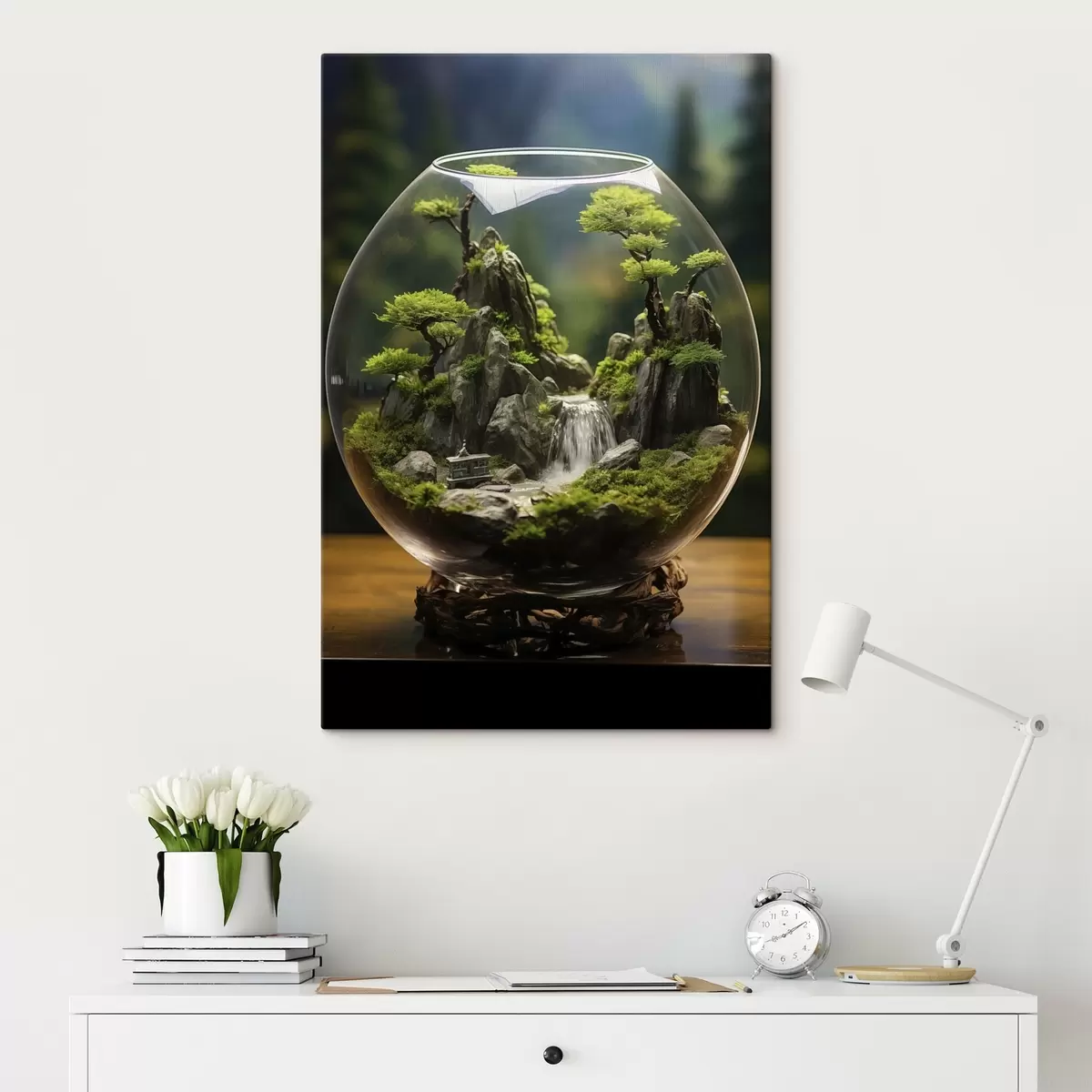 murales de pared Flor azul con gotas de agua en los pétalos s45502