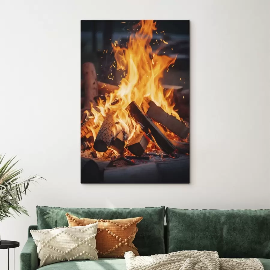 murales de pared Hoguera con leña s45514