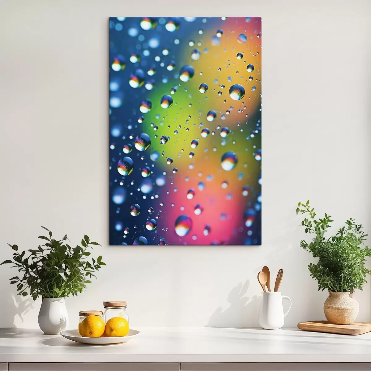 murales de pared Reflejos coloreados en gotas de agua s45522