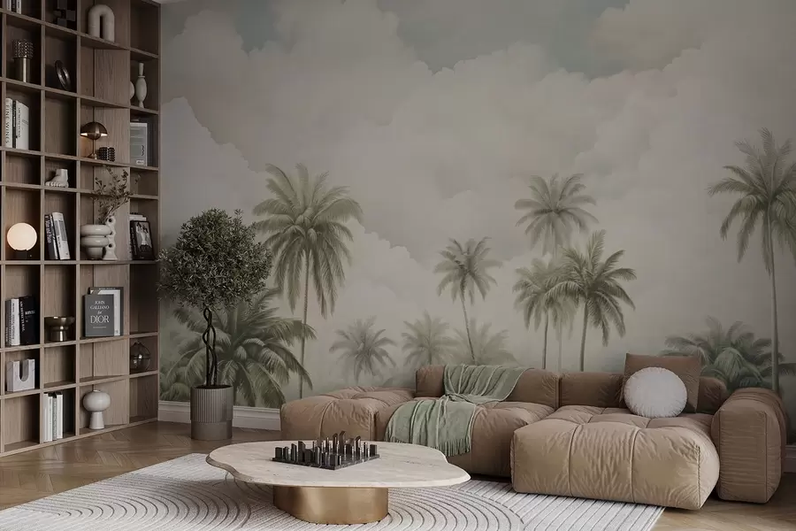 murales de pared Palmeras sobre un fondo de nubes w04485