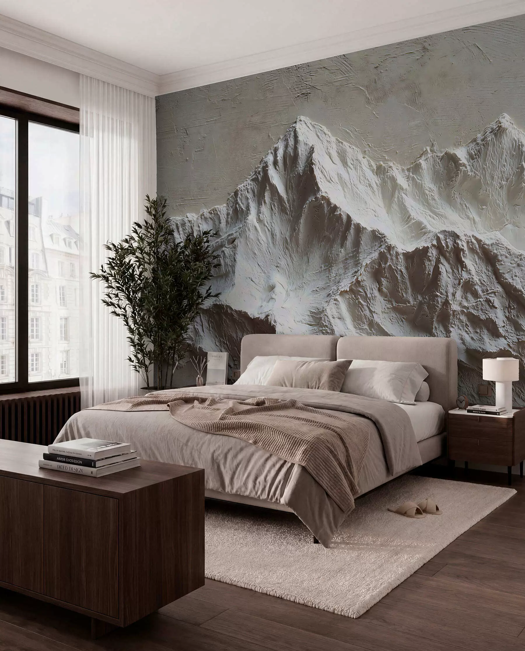 murales de pared Cumbres en tonos de piedra w04396