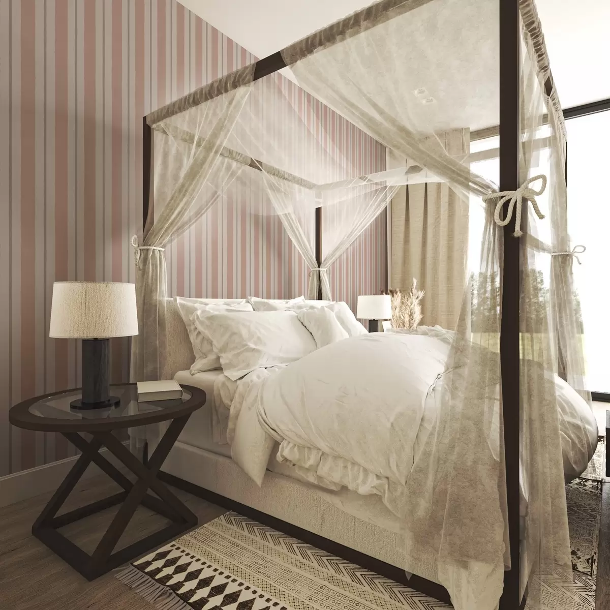 Papel pintado Rayas anchas de color beige terracota con un acento grisáceo a00513