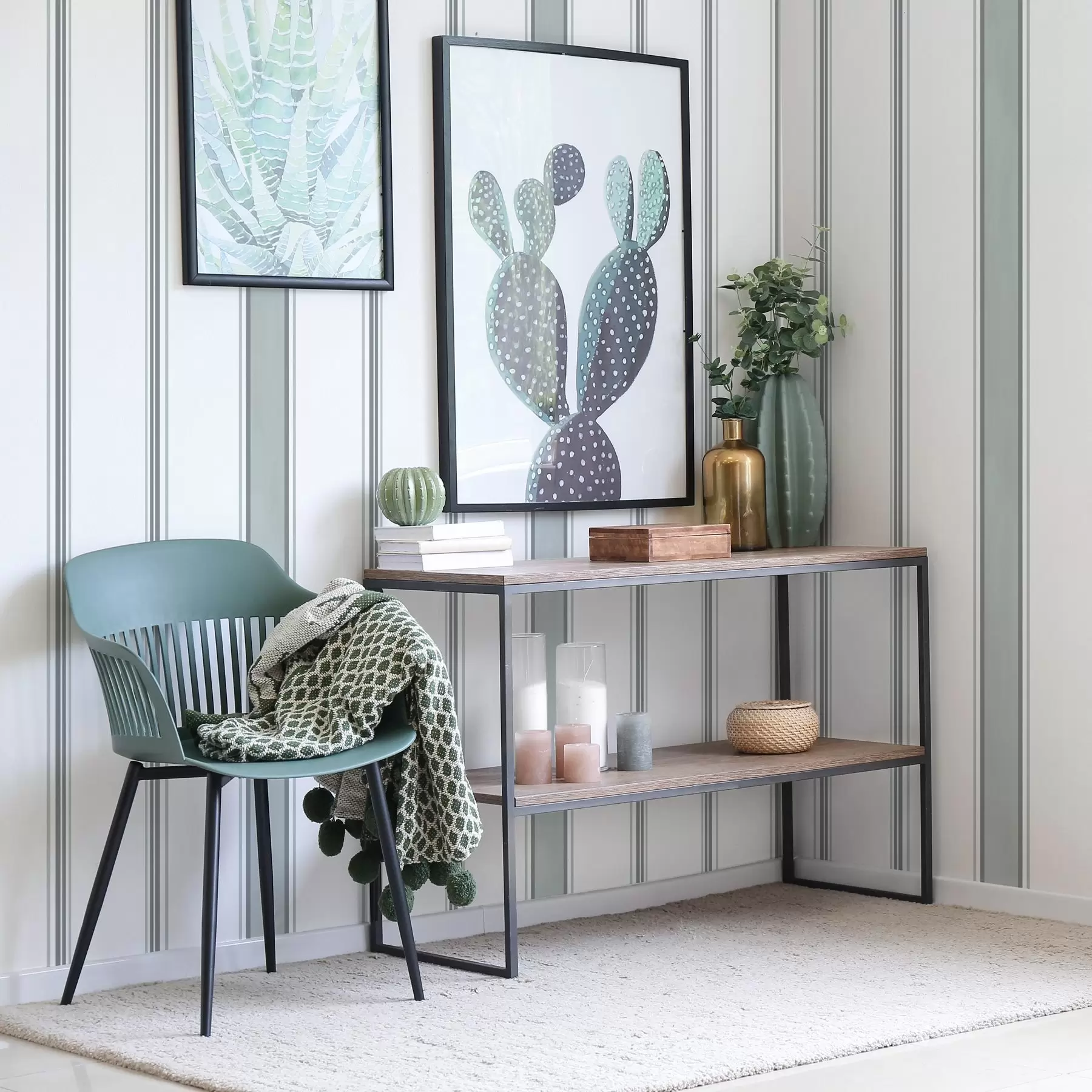 murales de pared Rayas anchas en una paleta de grises y azules a00516