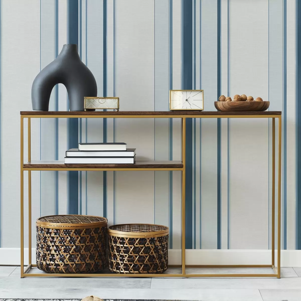 Papel pintado Muchas rayas verticales en colores turquesa y azul a00529