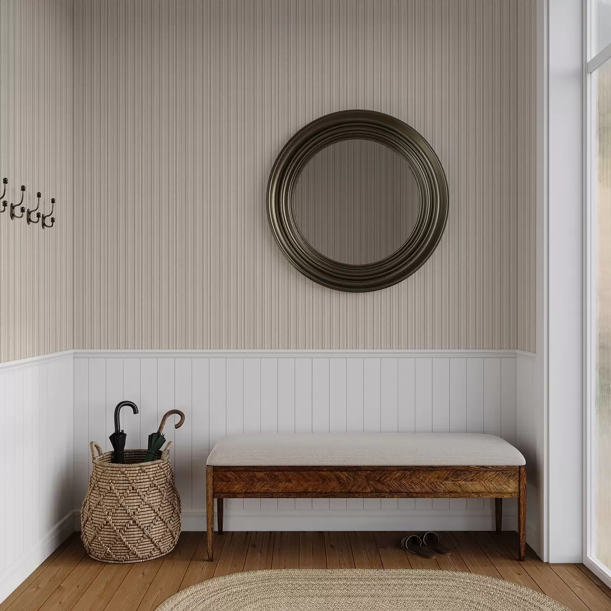 Papel pintado Rayas finas en tonos beige claro a00549