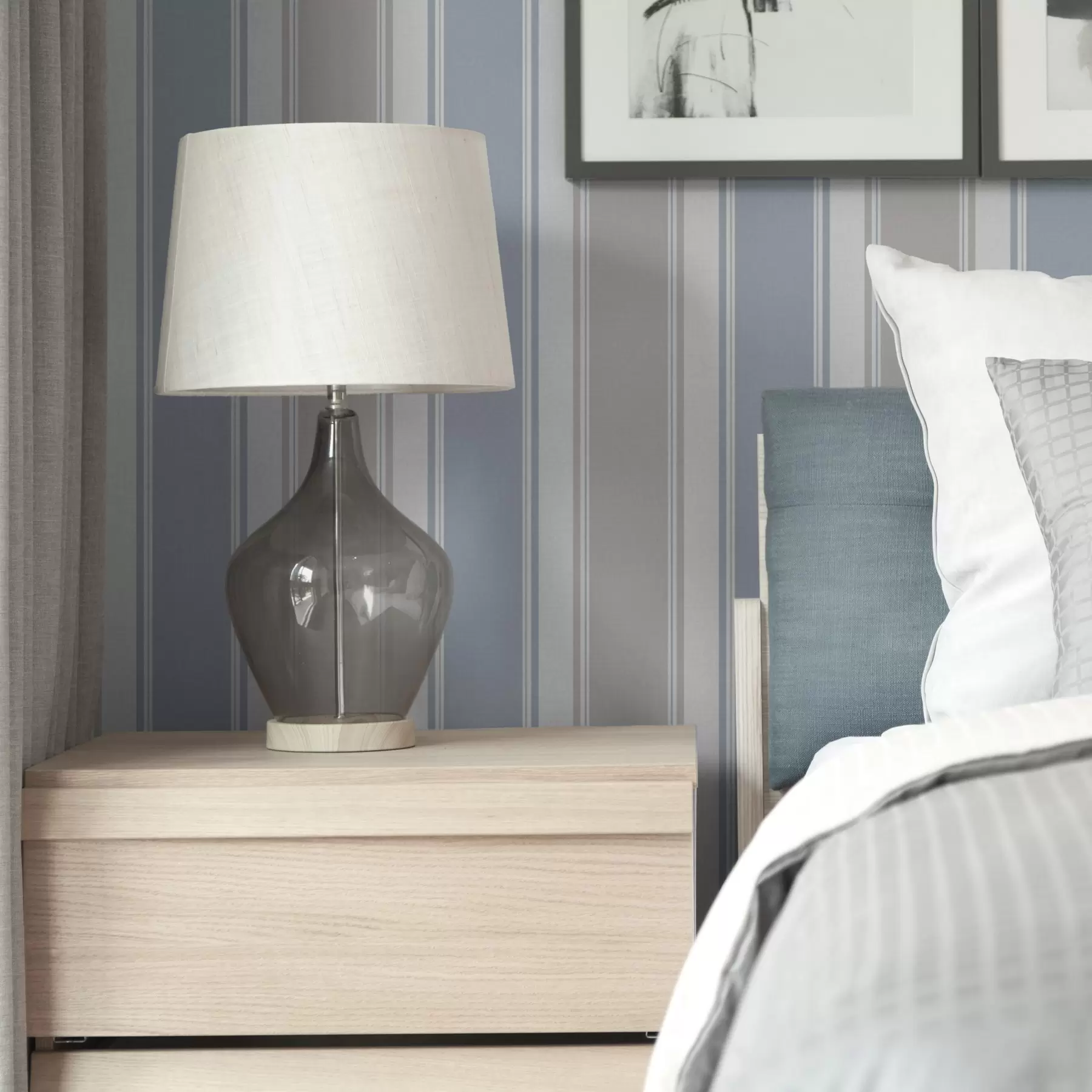 murales de pared Combinación de rayas anchas grises y azules a00557