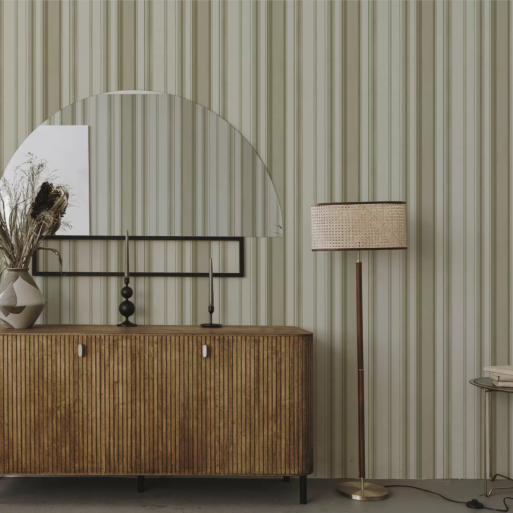 murales de pared Fondo crema con rayas verticales gris-beige a00564