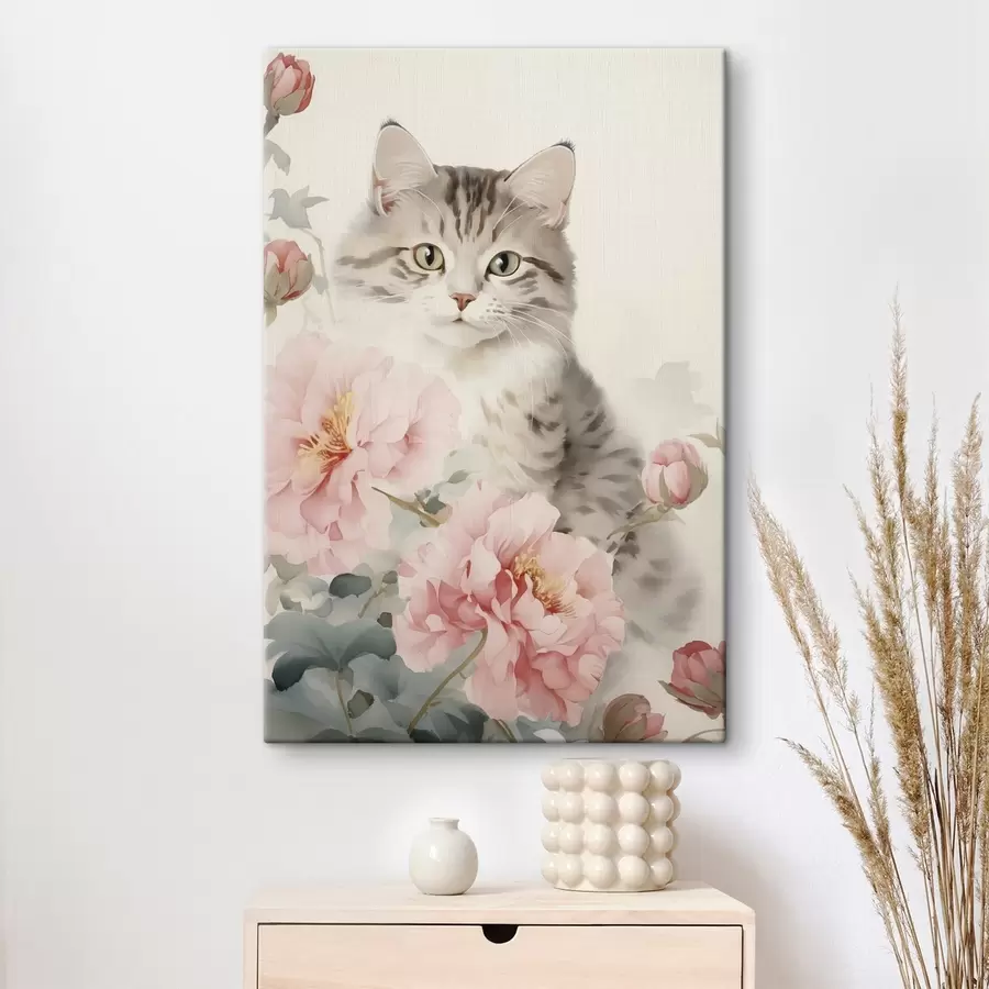murales de pared Gato entre flores s45674