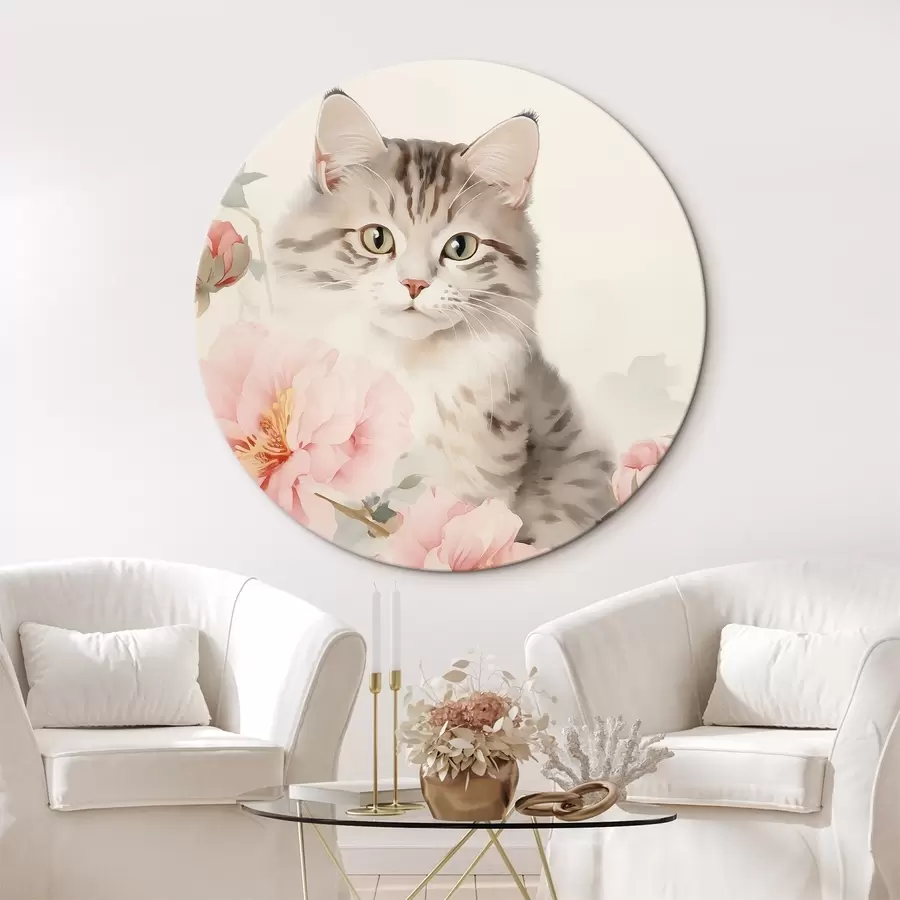 murales de pared Gato entre flores r45674