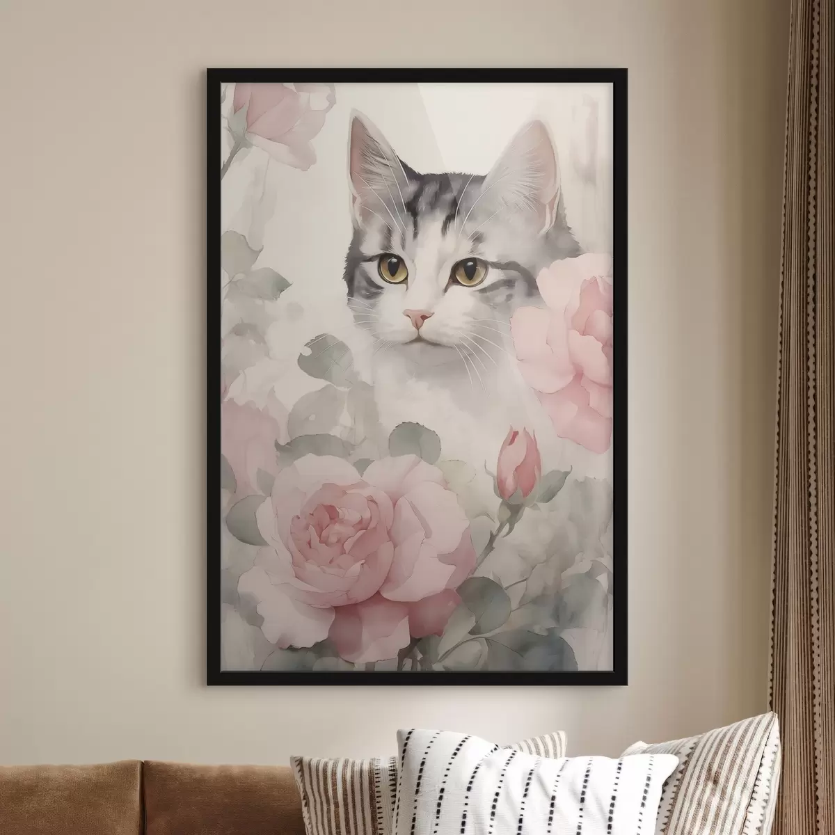 Poster Gato entre rosas f45673