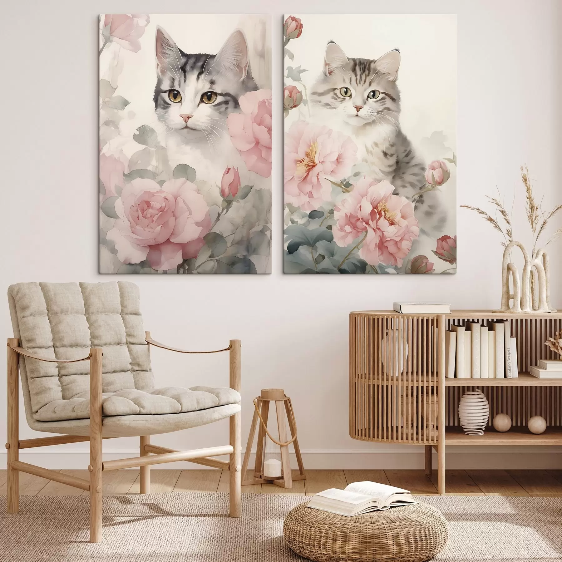 murales de pared Gato entre flores m00676