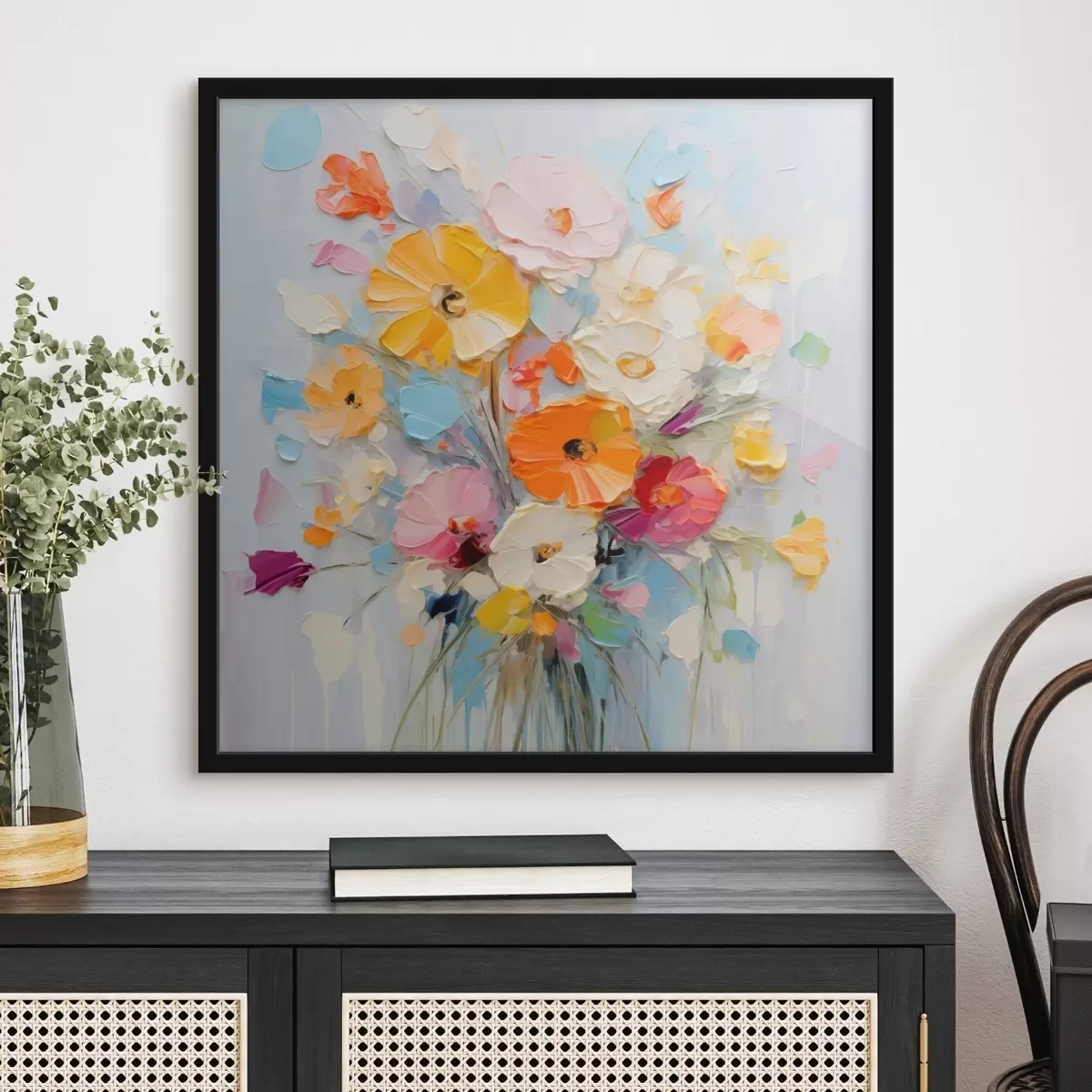 Poster Motivo floral: ramo abstracto en tonos pastel f45599