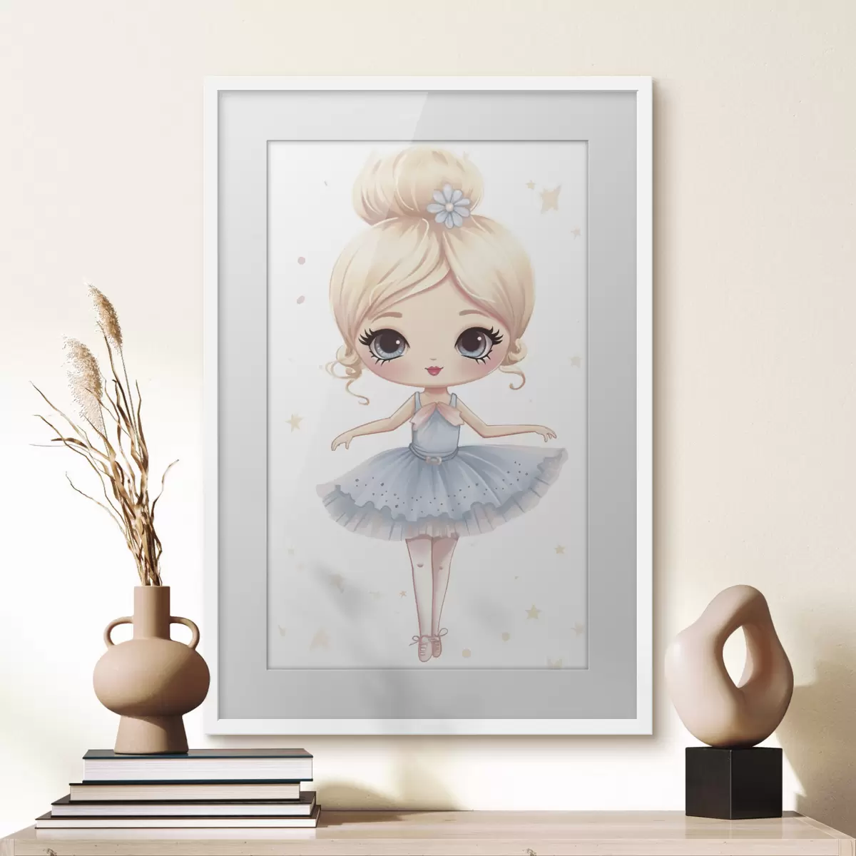 Poster Muñeca bailarina con vestido azul y lazo f45481