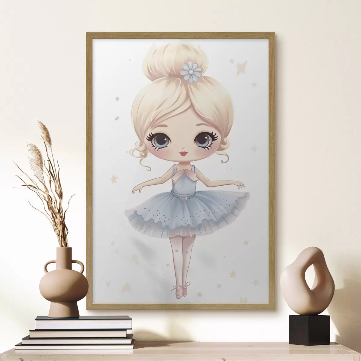 Poster Muñeca bailarina con vestido azul y lazo f45481