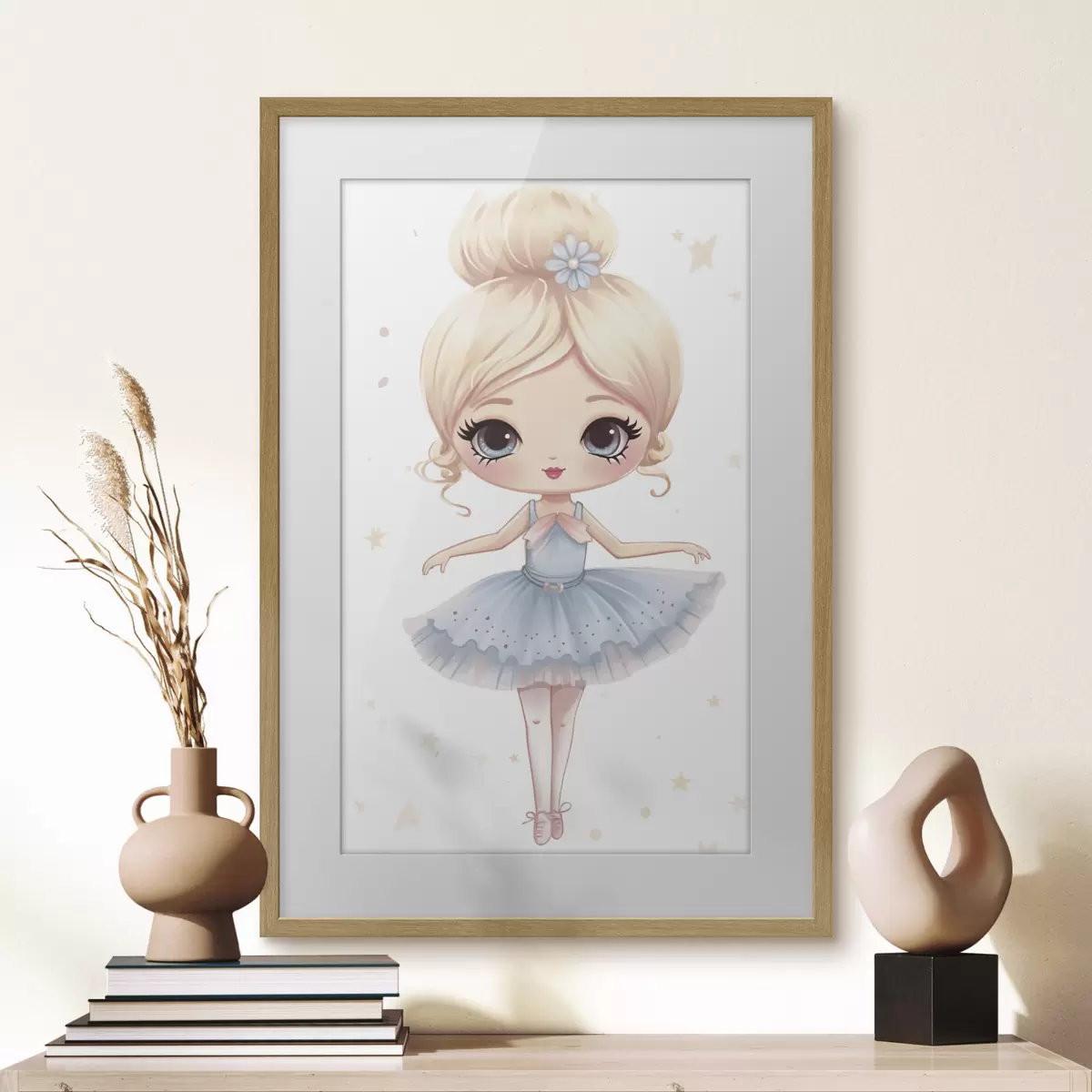 Poster Muñeca bailarina con vestido azul y lazo f45481