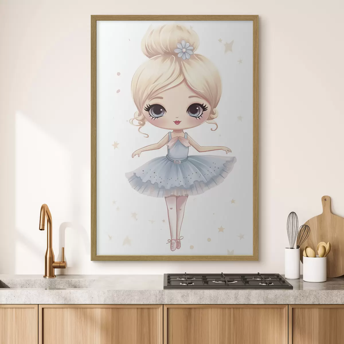 Poster Muñeca bailarina con vestido azul y lazo f45481