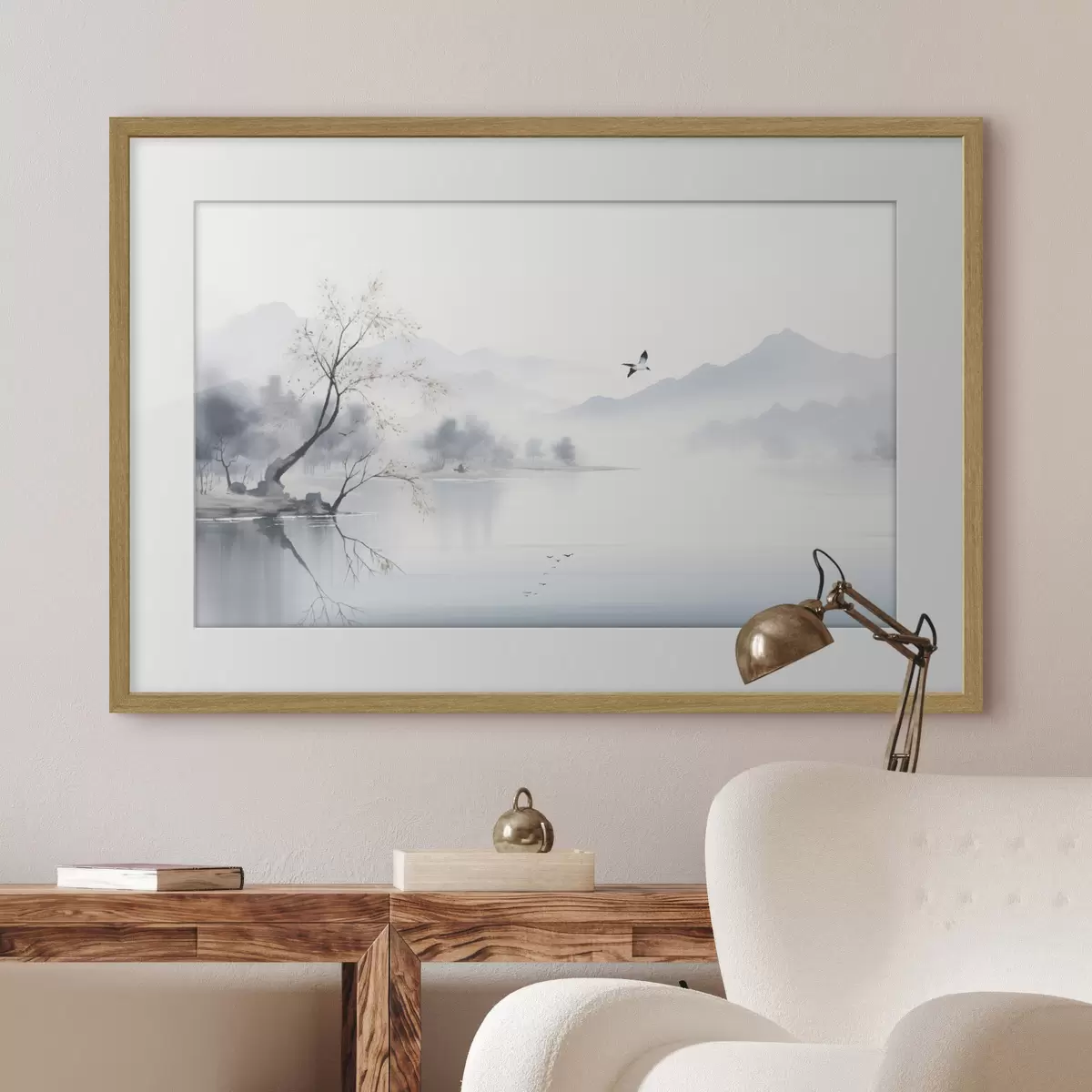Poster Árbol junto al agua plateada f45518