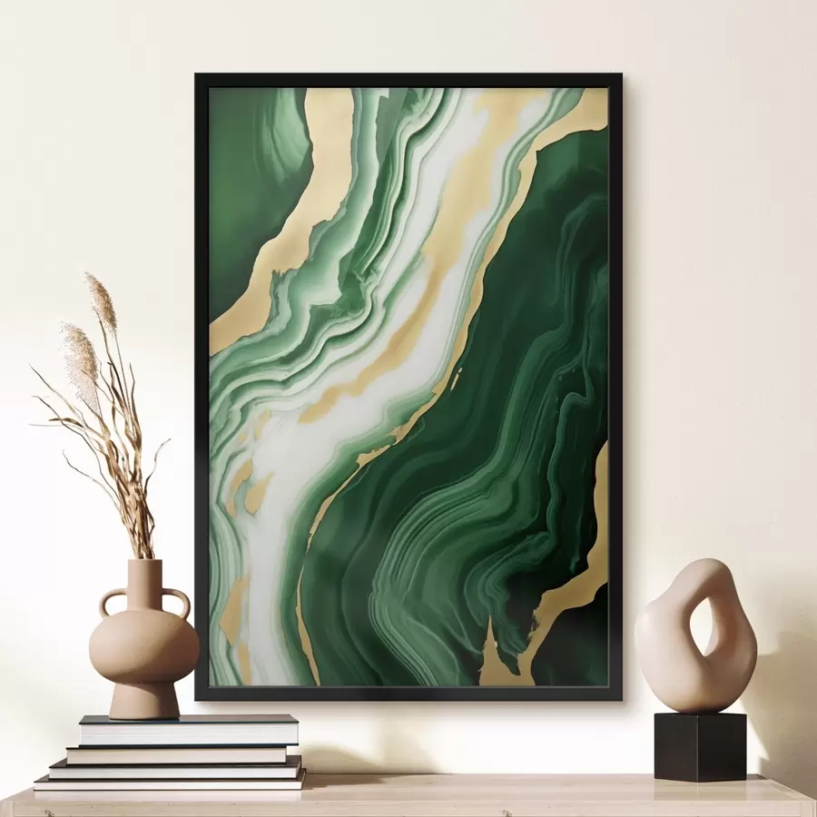 murales de pared Texturas de mármol verde-blanco-amarillo f45695