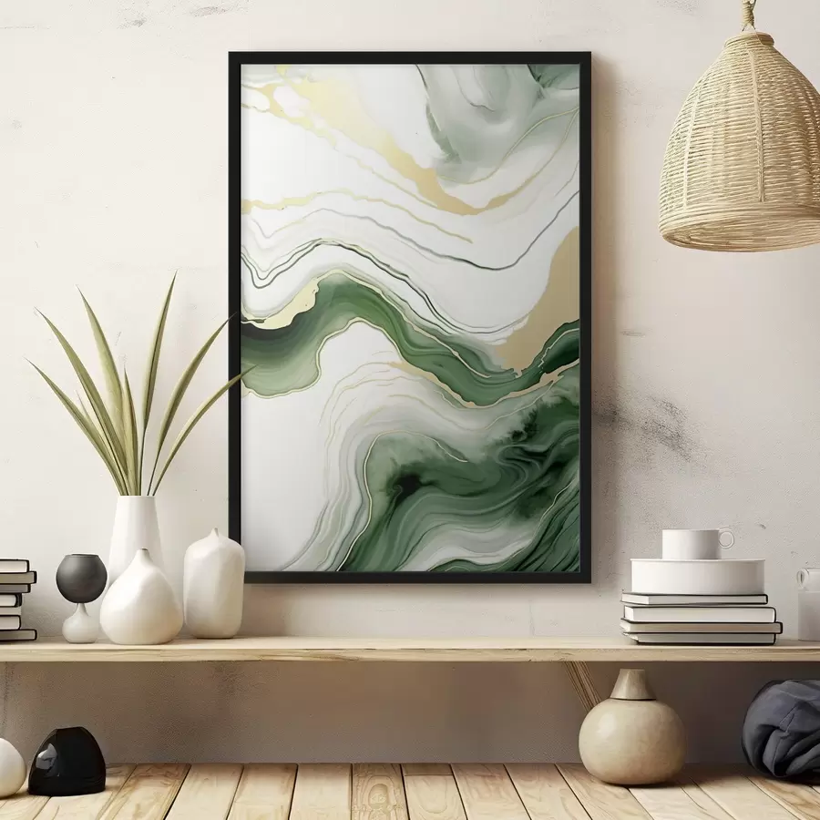 murales de pared Motivos de mármol verde claro y naranja f45696