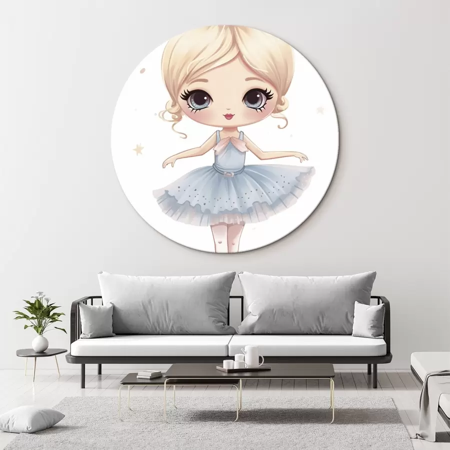 murales de pared Muñeca bailarina con vestido azul y lazo r45481