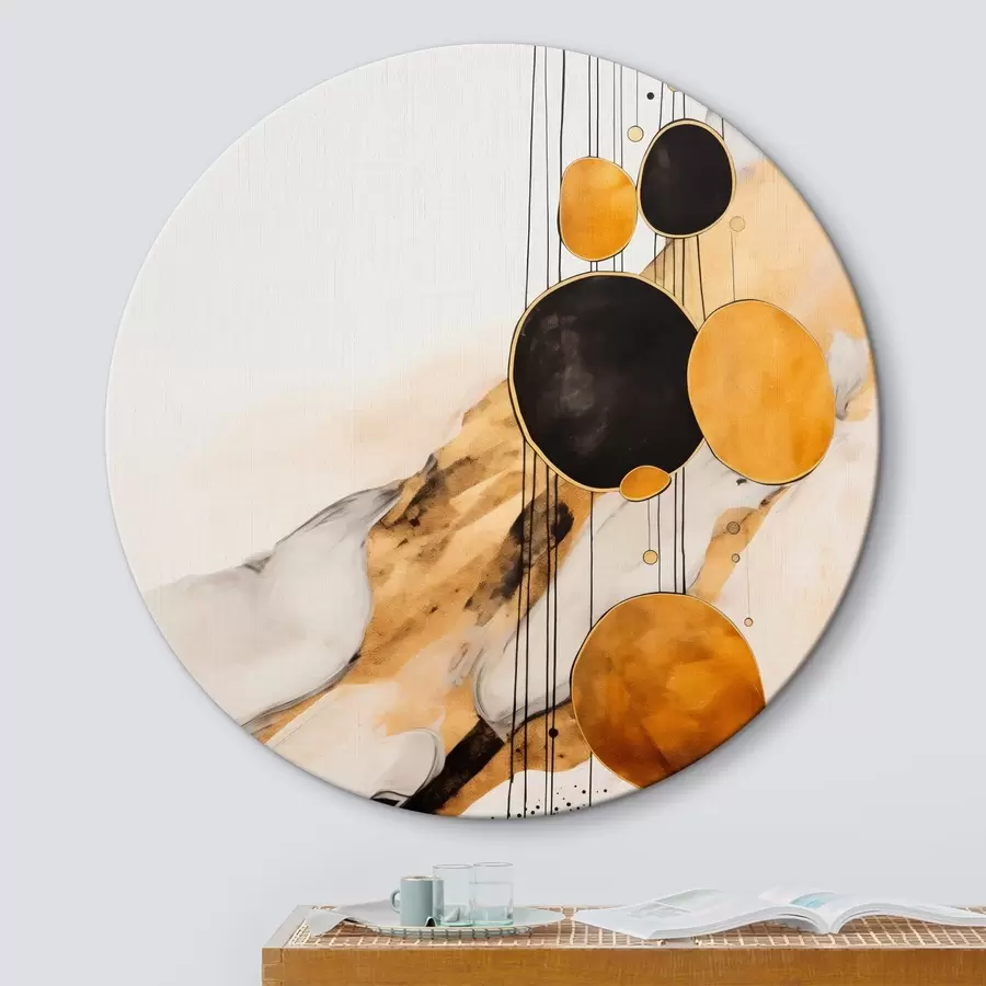 murales de pared Círculos abstractos naranjas y negros sobre fondo claro r45693