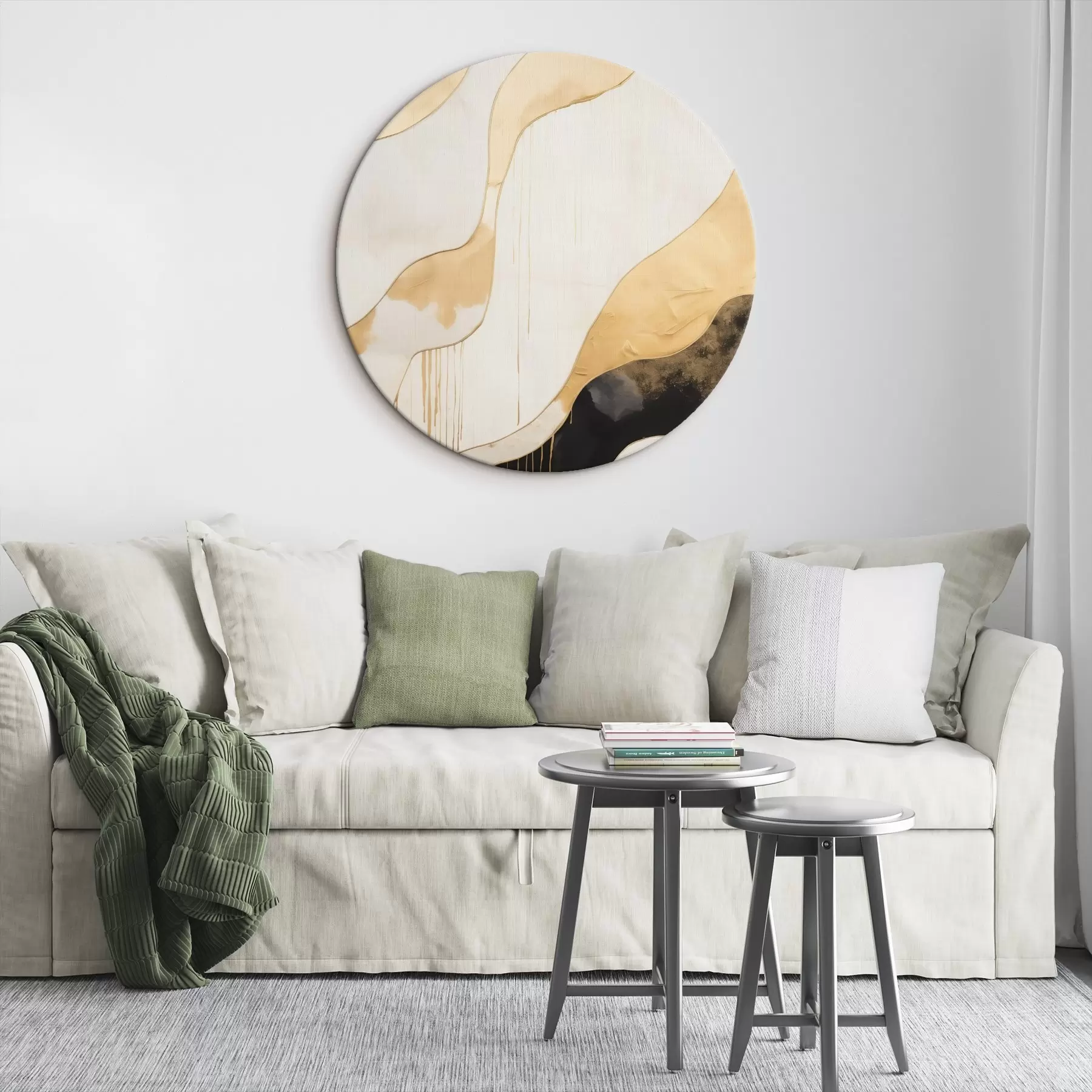 murales de pared Líneas onduladas abstractas en naranja y negro r45694