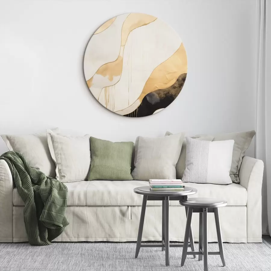 murales de pared Líneas onduladas abstractas en naranja y negro r45694