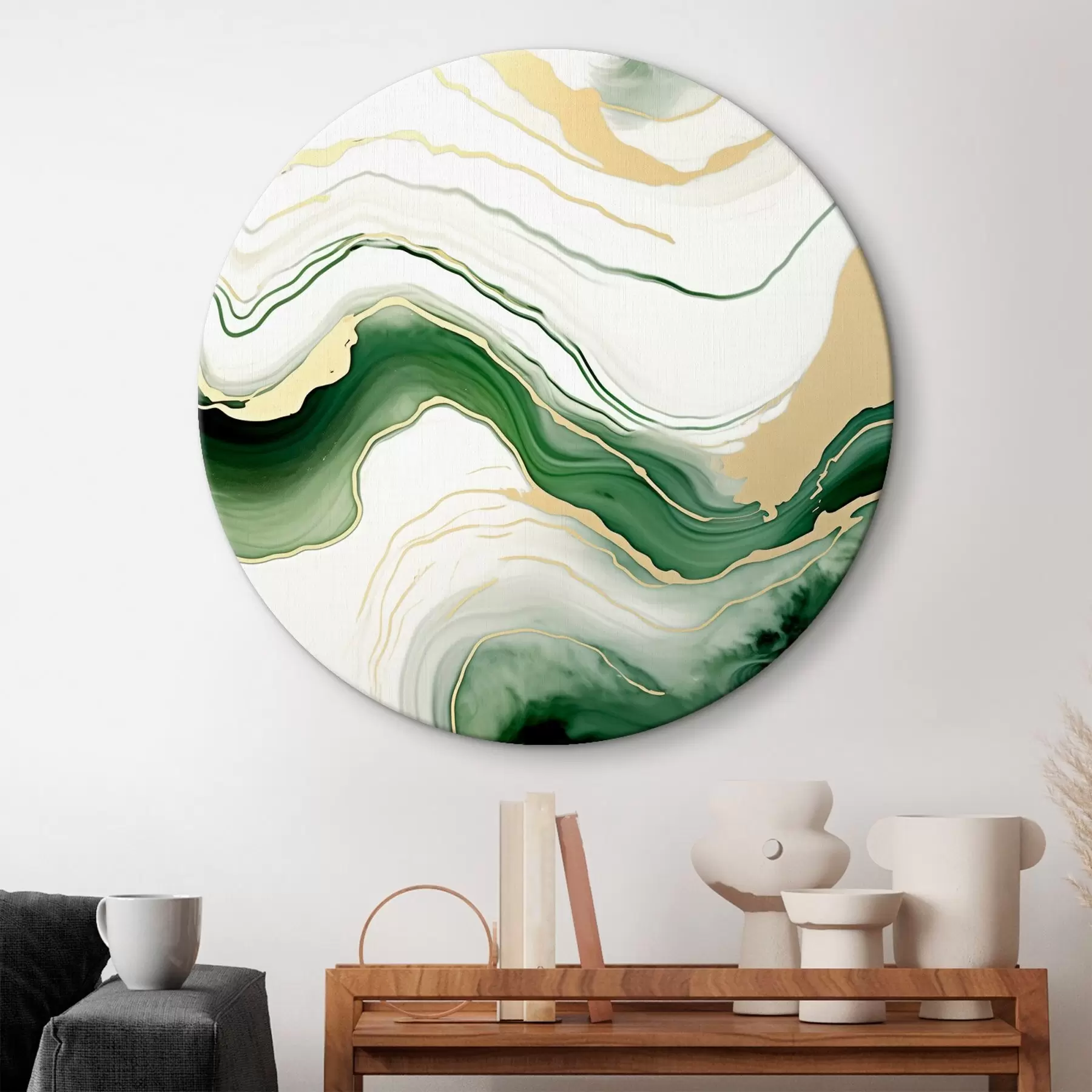 murales de pared Motivos de mármol verde claro y naranja r45696