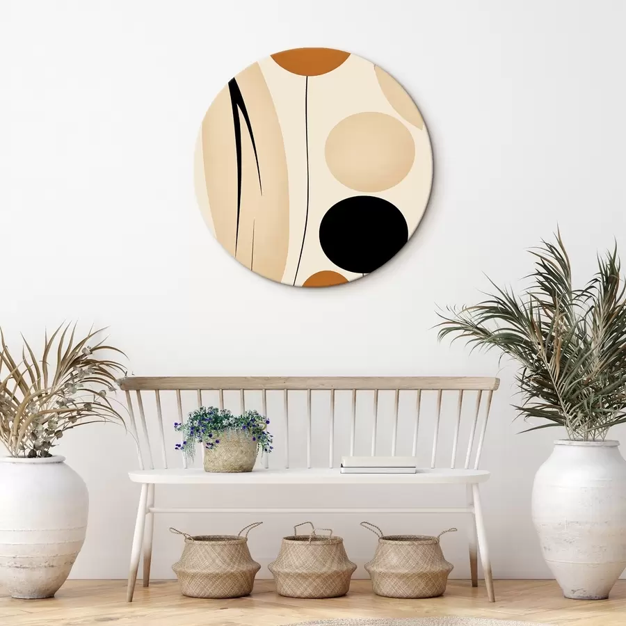 murales de pared Composición abstracta con círculos negros y naranjas r45700