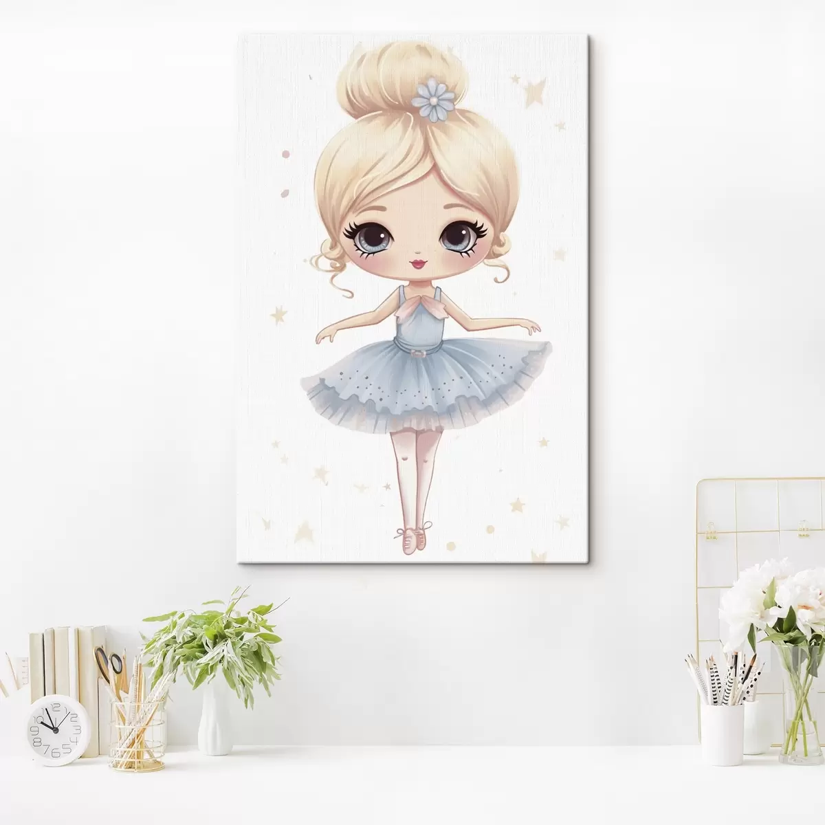 murales de pared Muñeca bailarina con vestido azul y lazo s45481