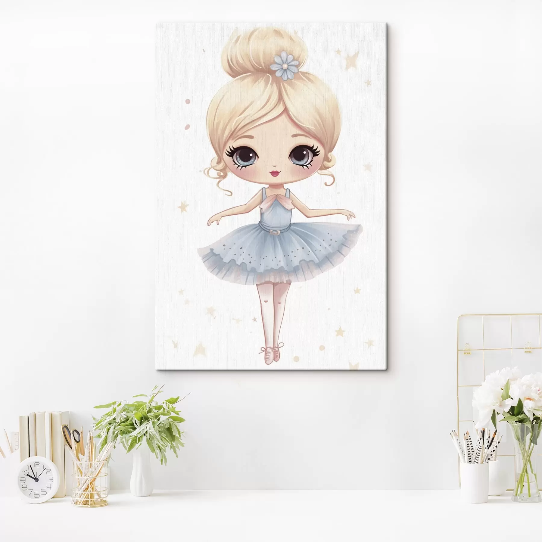 murales de pared Muñeca bailarina con vestido azul y lazo s45481