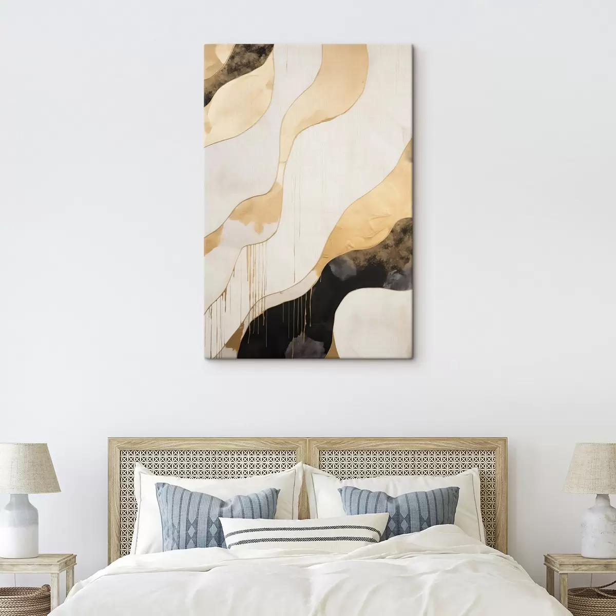 murales de pared Líneas onduladas abstractas en naranja y negro s45694